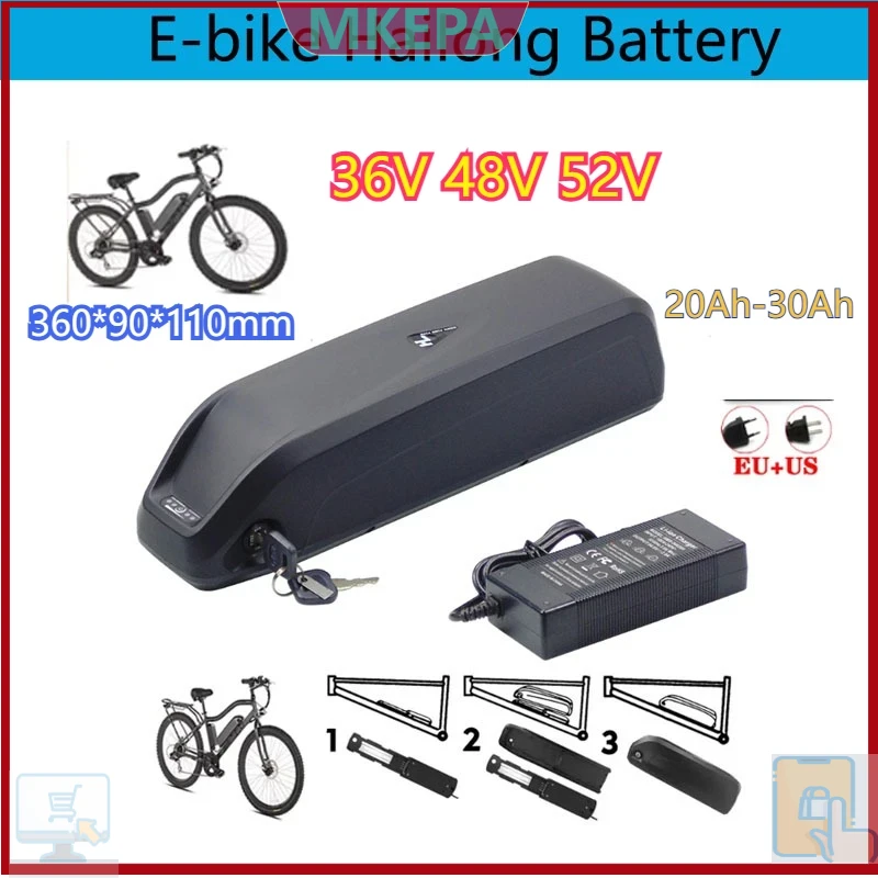 Ebike Battery 48V 20Ah Hailong - 36-48-52V Motorlu Elektrikli Dağ Bisikleti Hailong