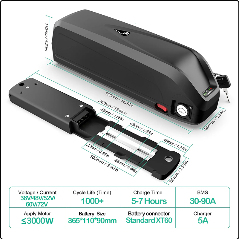 36v 48v 52v Hailong 60v 72v e- - Ebike Battery 48V 20Ah Hailong incelemesi ve fiyatı